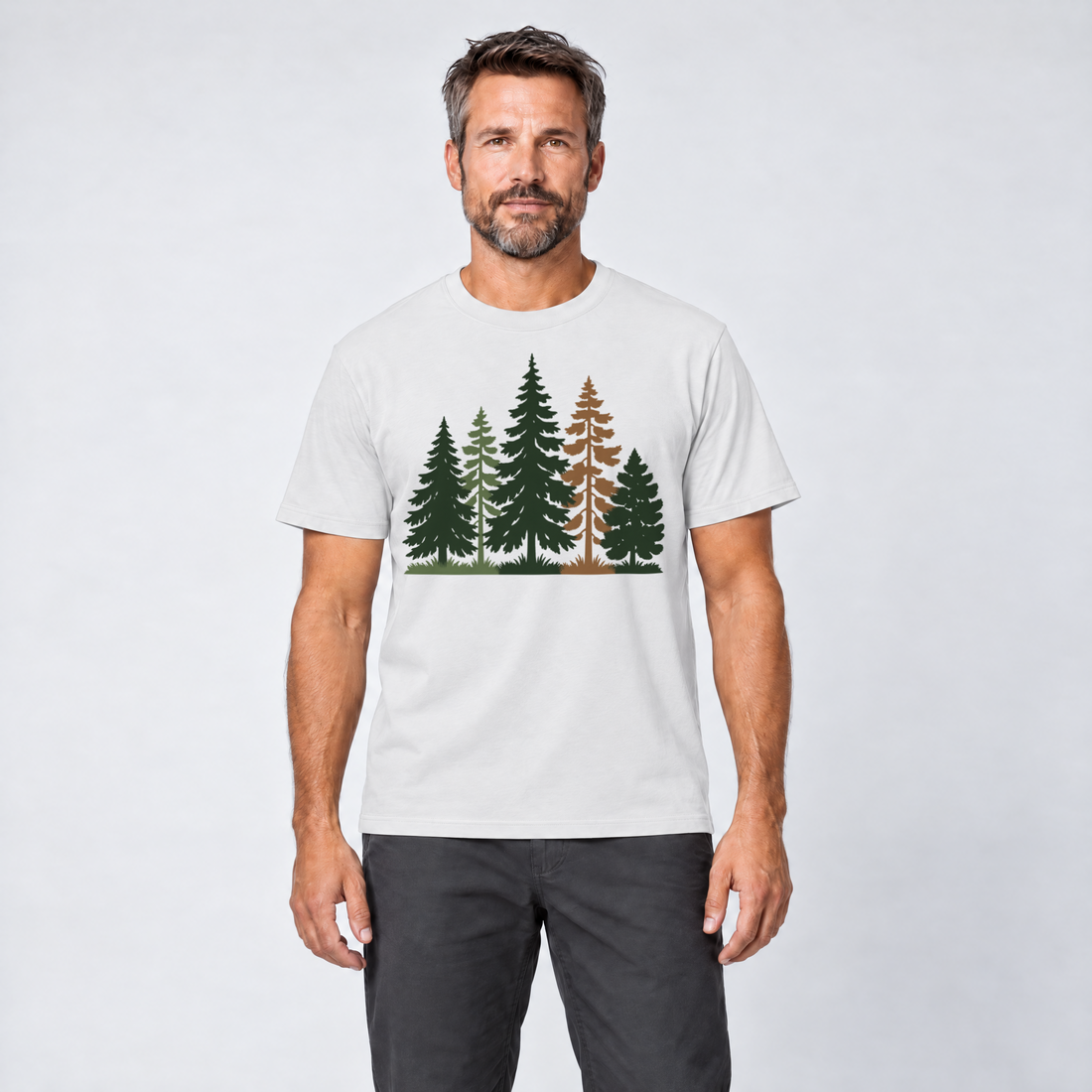 Mann trägt Waldrand – T-Shirt Unisex in Weiß, Ansicht von vorn