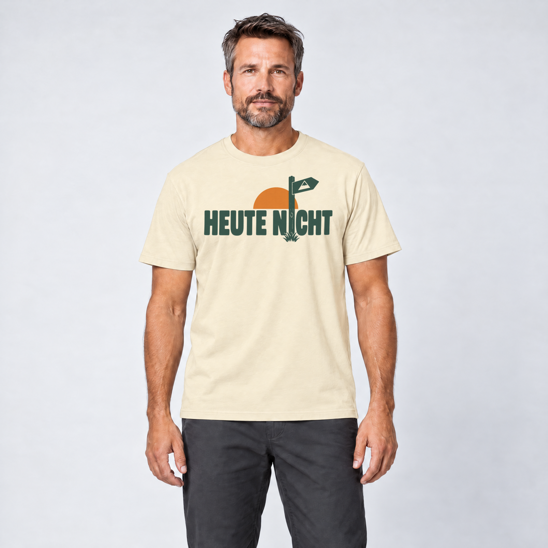 Mann trägt Heute nicht – T-Shirt Unisex in Natur, Ansicht von vorn