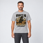Mann trägt Krah-tz ab – T-Shirt Unisex in Hellgrau, Ansicht von vorn