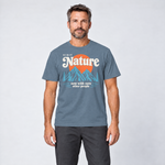 Mann trägt Now with zero other people – T-Shirt Unisex in Steinblau, Ansicht von vorn