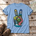Peace-Hand mit Landschaft – T-Shirt Unisex