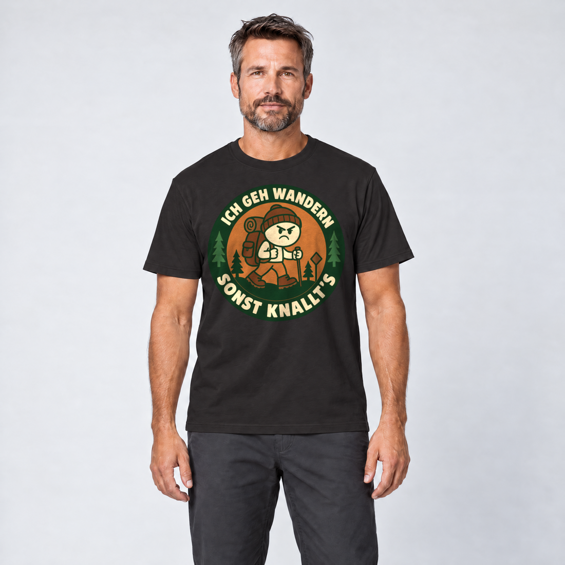 Mann trägt Sonst knallt’s – T-Shirt Unisex in Schwarz, Ansicht von vorn