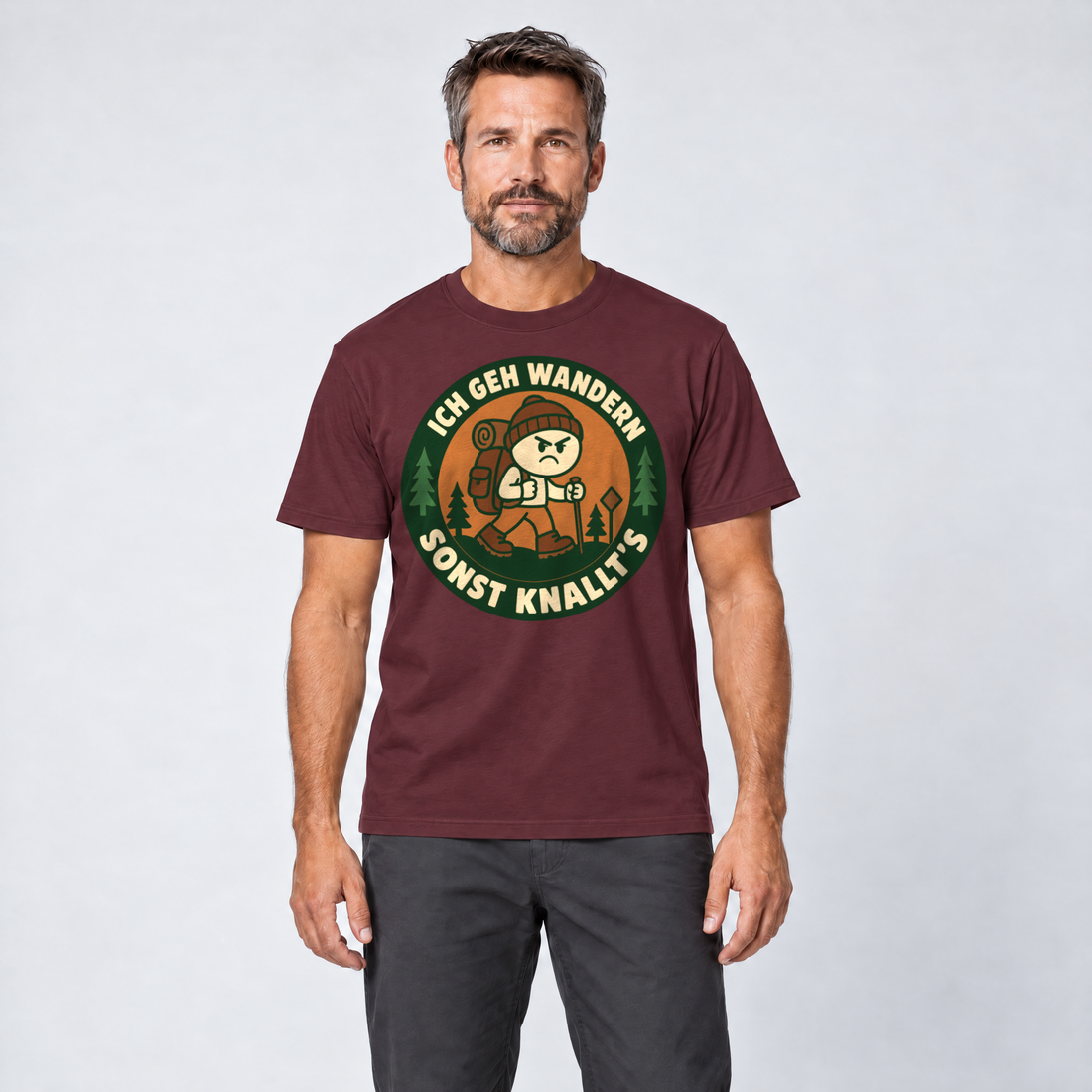 Mann trägt Sonst knallt’s – T-Shirt Unisex in Bordeaux, Ansicht von vorn