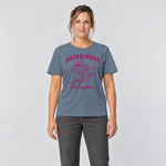 Frau trägt Steil? Mir Wurst. – T-Shirt Unisex in Steinblau, Ansicht von vorn