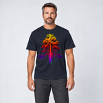 Mann trägt Kiefer im Wärmebild – T-Shirt Unisex in Navy, Ansicht von vorn