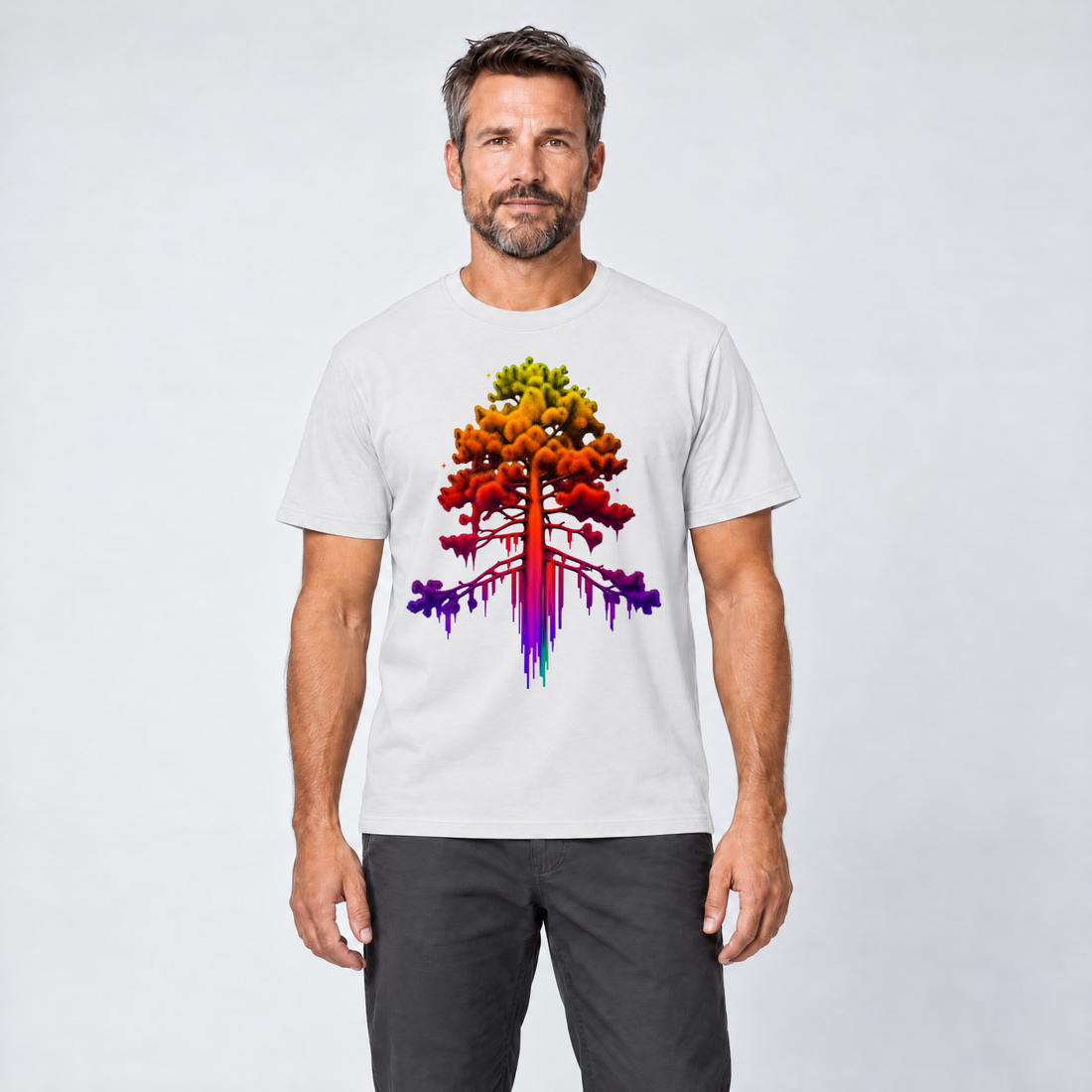 Mann trägt Kiefer im Wärmebild – T-Shirt Unisex in Weiß, Ansicht von vorn